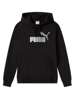 PUMA - FELPA CON CAPPUCCIO NERA ESSENTIAL +TEXTURED FOIL BIG - DA DONNA, 688915-01