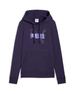 PUMA - FELPA CON CAPPUCCIO VIOLA ESSENTIAL LOGO LAB METALLIC  ROSA  DA DONNA, 691829-64
