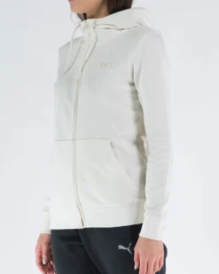 PUMA - Felpa da donna panna con zip frontale e cappuccio