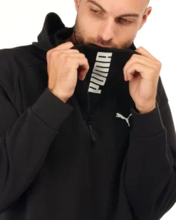 PUMA - Felpa da uomo nera con cappuccio e zip frontale