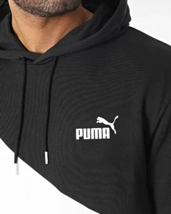 PUMA - Felpa da uomo nera e bianca con cappuccio