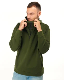 PUMA - Felpa da uomo verde scuro con cappuccio e zip frontale