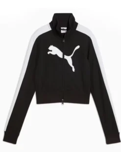 PUMA - FELPA FULL ZIP CORTA NERA  FUTURE ARCHIVE T7 SLIM CROP DA DONNA, 632123-01