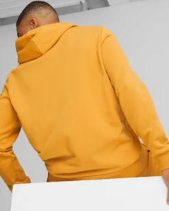 PUMA - Felpa gialla da uomo con cappuccio e logo bianco - 586765-99