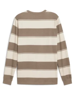 PUMA - FELPA GIROCOLLO A RIGHE BEIGE E MARRONE CLASS STRIPED AOP - DA UOMO, 684647-93