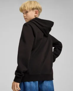 PUMA - FELPA JUNIOR ( 7-16 ANNI) NERA CON CAPPUCCIO  ESSENTIAL N. 1 LOGO HD FL, 684908-01