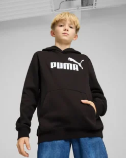 PUMA - FELPA JUNIOR ( 7-16 ANNI) NERA CON CAPPUCCIO  ESSENTIAL N. 1 LOGO HD FL, 684908-01