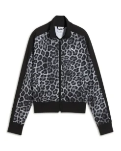 PUMA - FELPA LEOPARD T7 LUXE AOP SHORT TRACK CON BANDE NERE DA DONNA , 632342-01