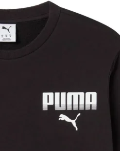 PUMA - FELPA NERA DA UOMO ESSENTIAL GRAPHIC CREW 694940-01