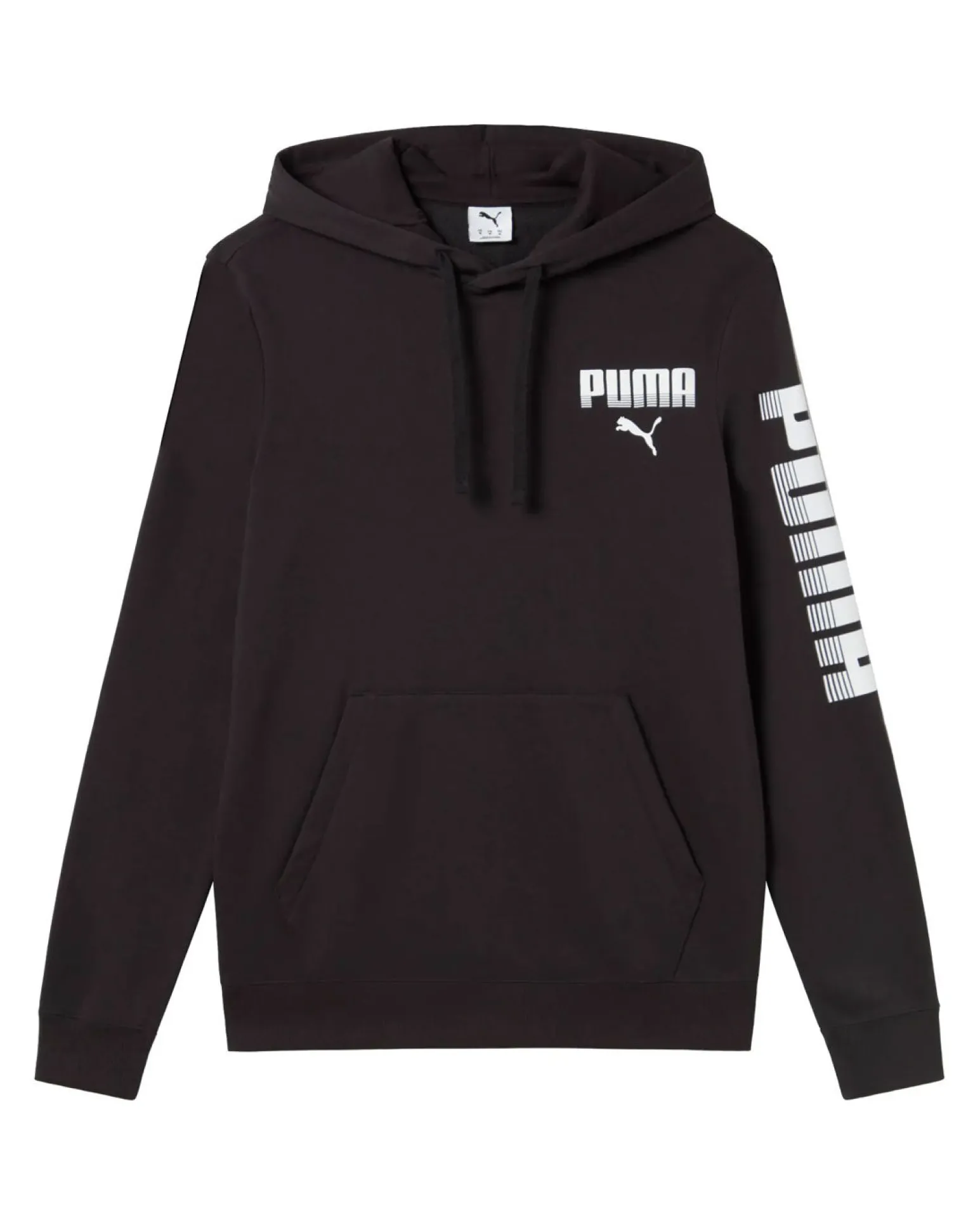 PUMA - FELPA NERA DA UOMO ESSENTIAL GRAPHIC CREW CON CAPPUCCIO 694941-01