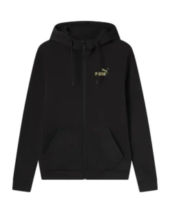 PUMA - FELPA NERA FULL ZIP DA DONNA CON CAPPUCCIO LOGO GLITTER 684768-88