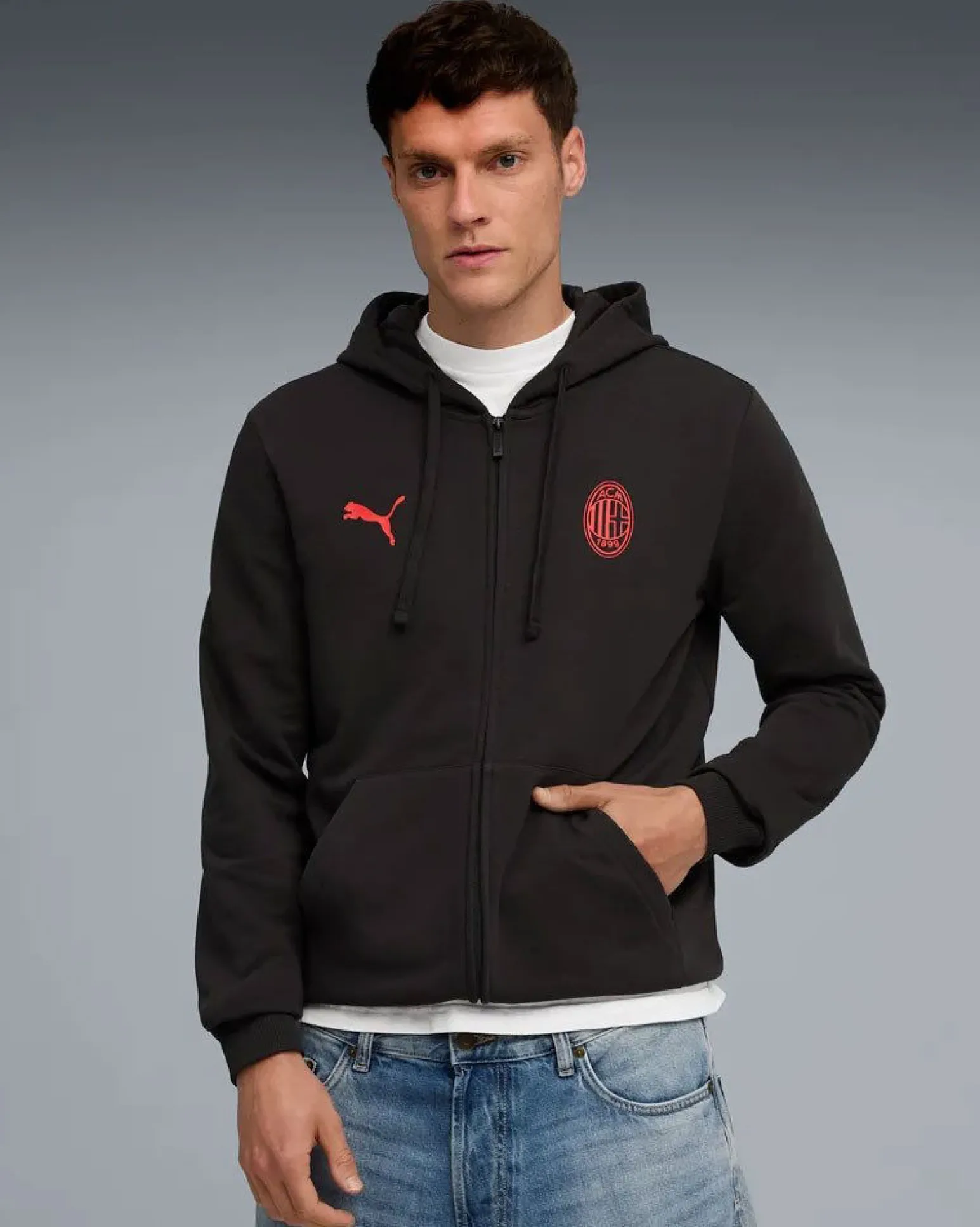 PUMA - FELPA NERA FULL ZIP MILAN ESSENTIAL DA UOMO, 786800-04