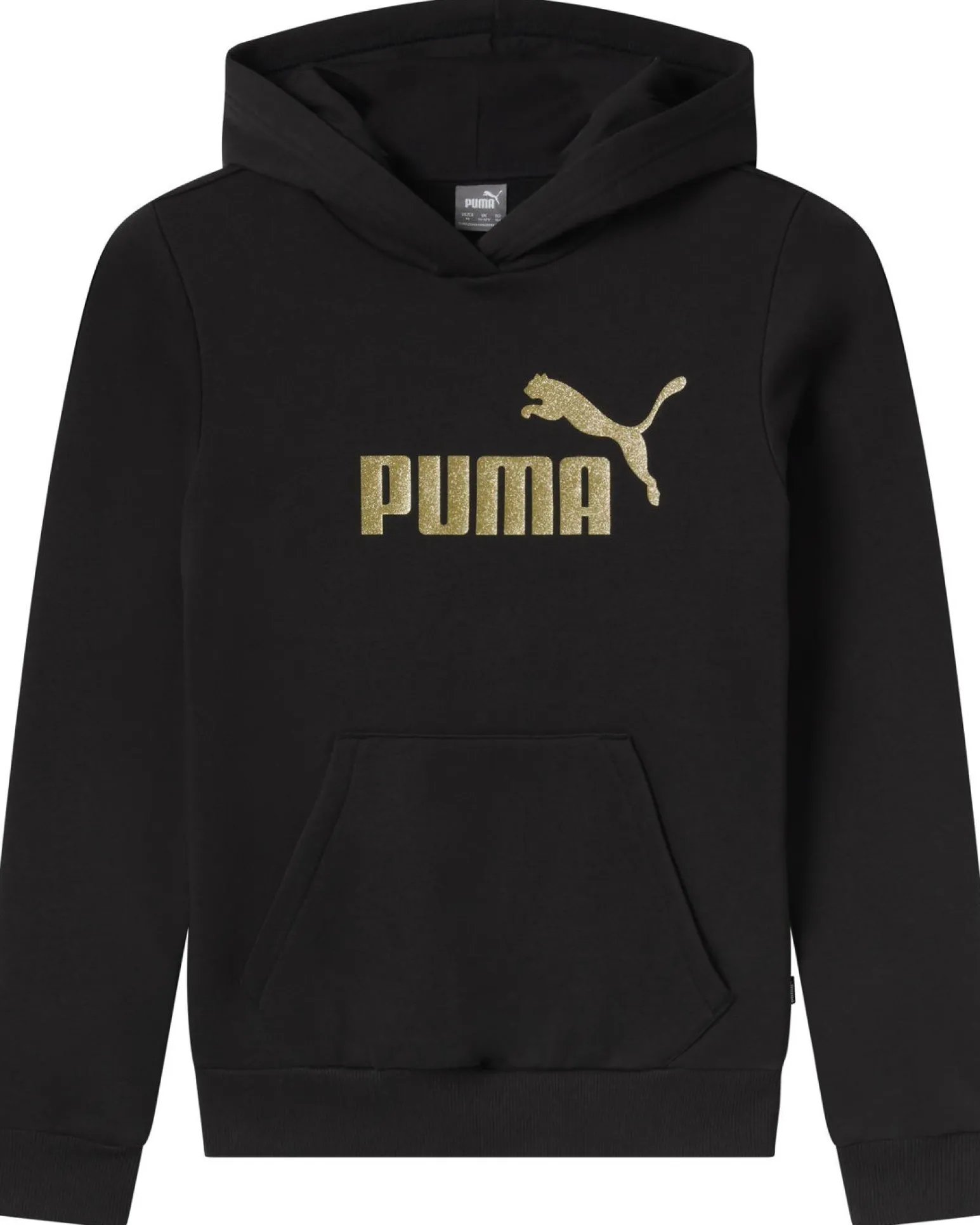 PUMA - FELPA NERA JUNIOR CON CAPPUCCIO E LOGO GLITTER 684773-01