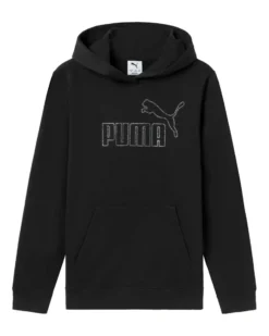 PUMA - FELPA RAGAZZA (7 - 16 ANNI)  CON CAPPUCCIO, NERA E LOGO FRONTALE IN STRASS, 693853-01