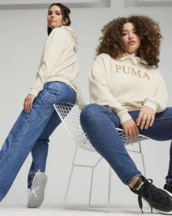 PUMA - Felpa relaxed fit beige da donna