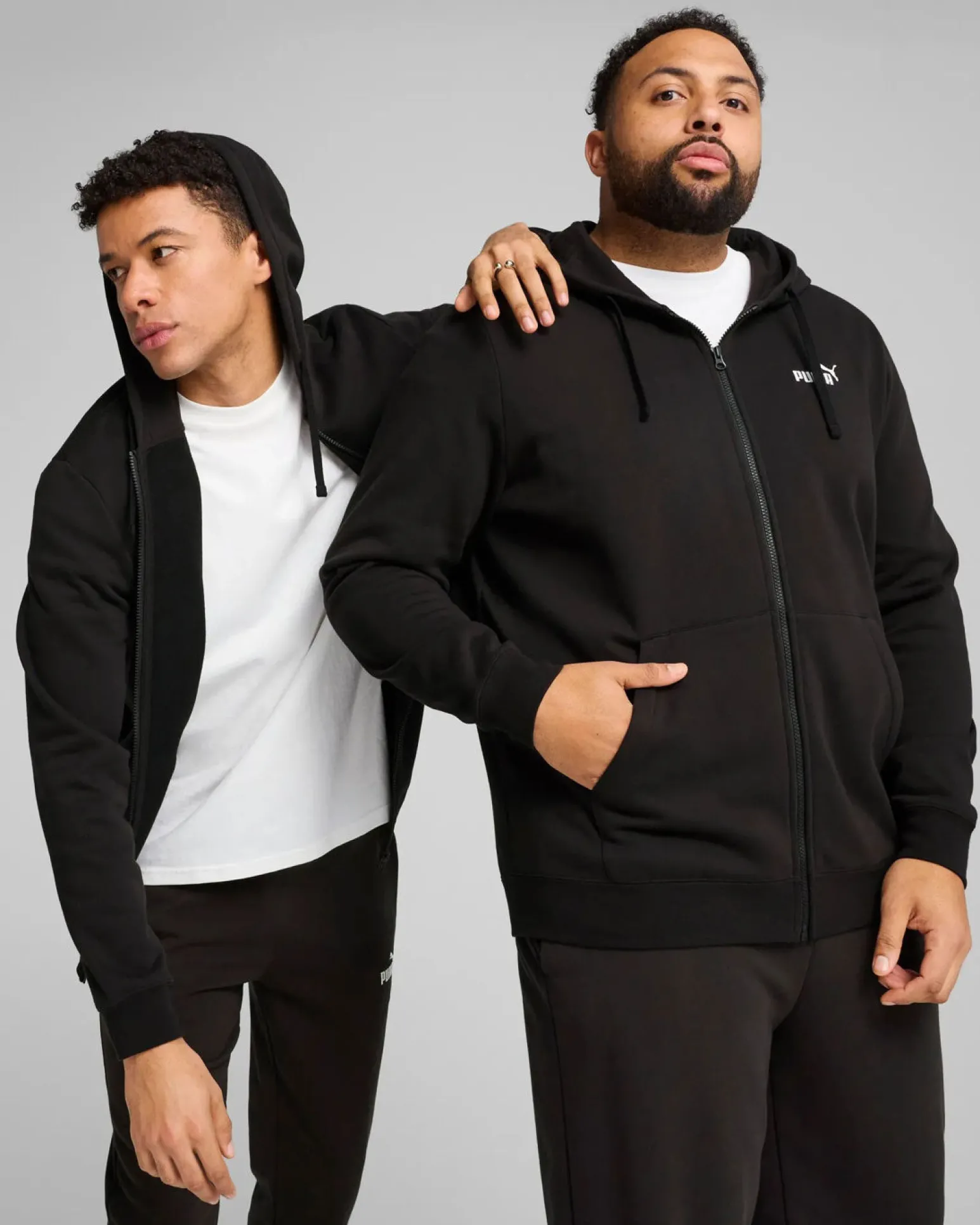 PUMA - FELPA UOMO FULL ZIP NERA ESSENTIAL CON LOGO N. 1, 682586-01