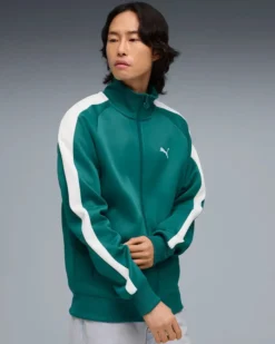 PUMA - FELPA UOMO VERDE E BIANCA T7 ALWAYS ON TRACK, 629587-41