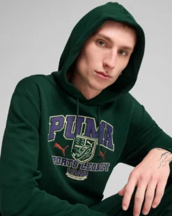 PUMA - FELPA VERDE CON CAPPUCCIO DA UOMO SPORTS LEGACY GRAPHIC 629629-60
