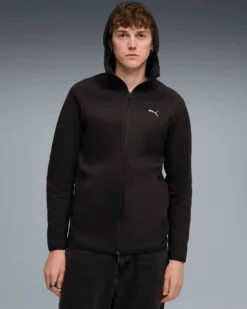 PUMA - GIUBBINO CON CAPPUCCIO FULL ZIP NERA EVOSTRIPE FZ HD DA UOMO, 688231-01