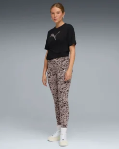 PUMA - LEGGINGS MACULATO MARRONE E NERO  ESSENTIAL GRAPHIC ANIMAL MID  DA DONNA, 693840-88