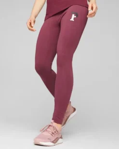 PUMA - Leggins bordeaux con logo bianco