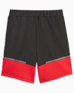 PUMA - Pantaloncini corti da bambino neri e rossi con logo Milan