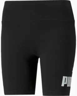 PUMA - Pantaloncini corti da donna neri con logo bianco