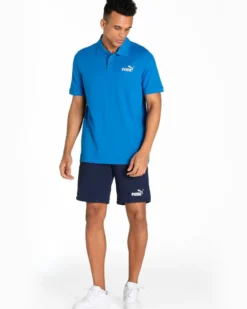PUMA - Pantalone corto da uomo blu con logo bianco slim fit