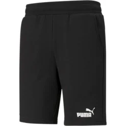 PUMA - Pantalone corto da uomo nero con logo bianco slim fit
