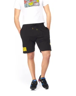 PUMA - Pantalone corto da uomo nero con logo giallo
