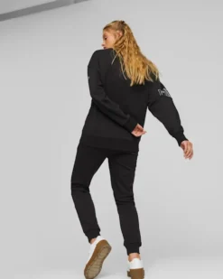 PUMA - Pantalone da donna nero con Stampa logo laterale