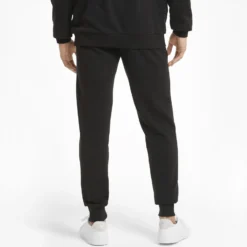 PUMA - Pantalone felpa da uomo nero slim fit con elastico e lacci in vita