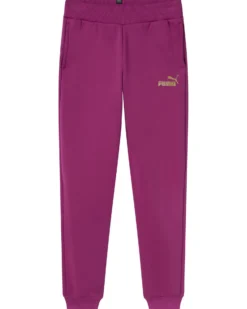 PUMA - Pantalone fuxia da bimba con logo oro  ESSENTIAL GLITTER