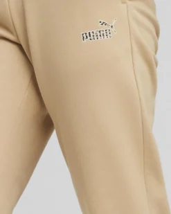 PUMA - Pantalone tuta da donna beige con logo leopardato