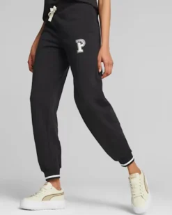 PUMA - Pantalone tuta da donna nero con elastico alla caviglie