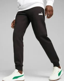 PUMA - Pantalone tuta da uomo nero con logo bianco