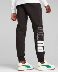 PUMA - Pantalone tuta da uomo nero con logo bianco