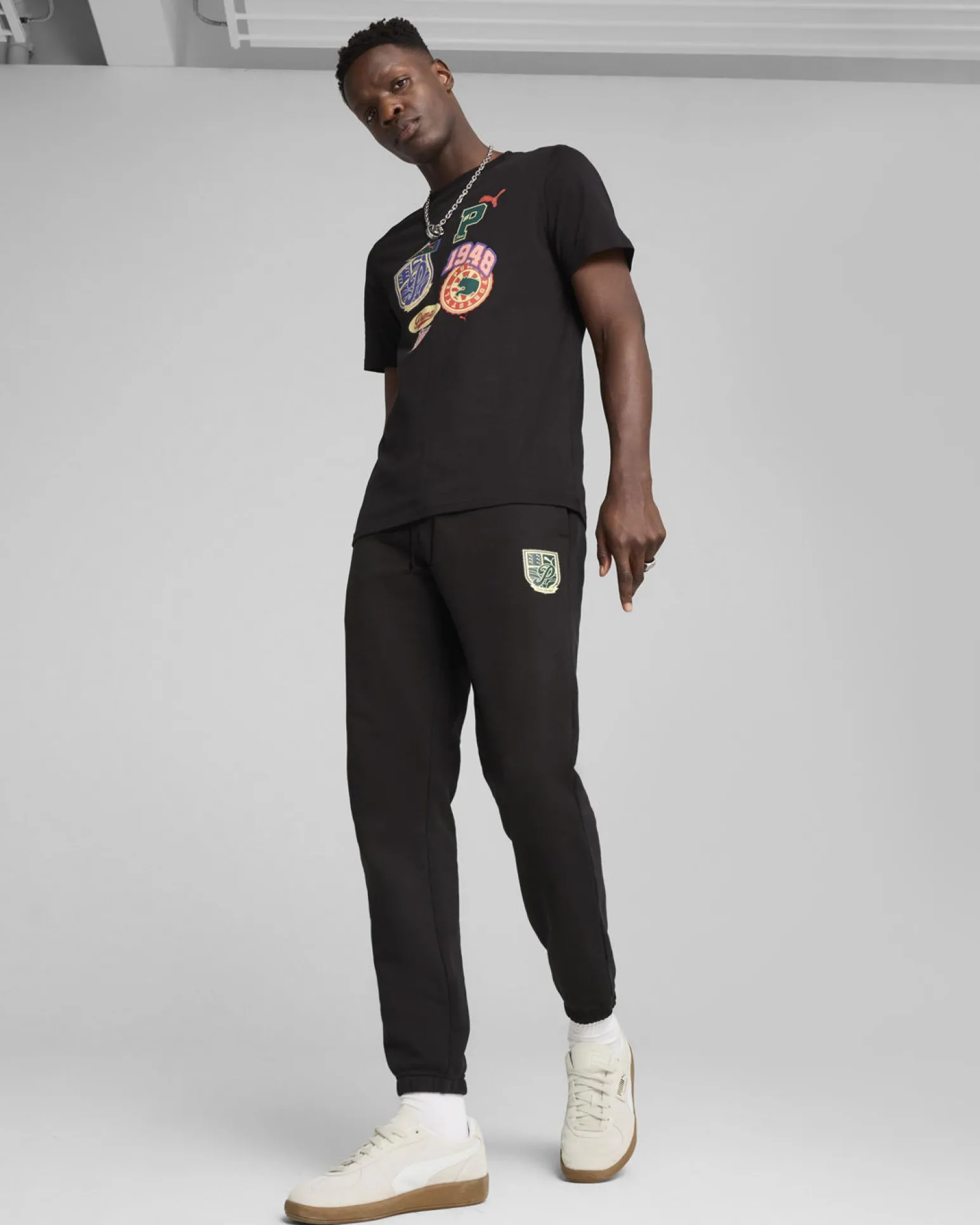 PUMA - PANTALONE TUTA NERO SPORTS LEGACY GRAPHIC DA UOMO, 629631-01