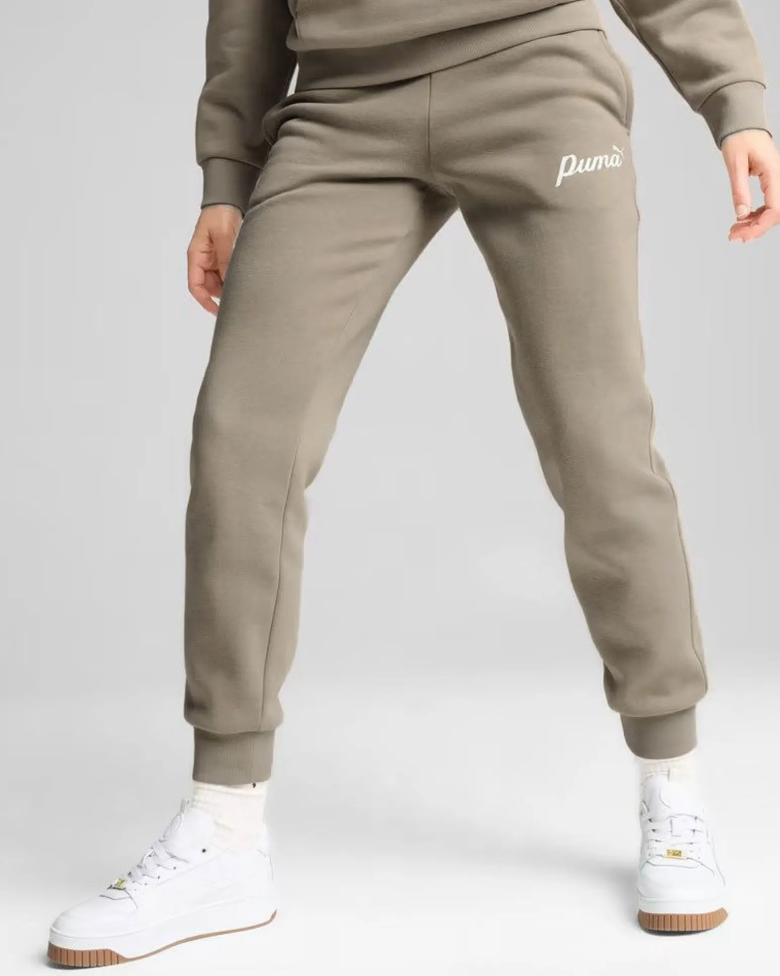 PUMA - PANTALONE TUTA TAUPE ESSENTIAL+ SCRIPT FL DA DONNA, 681536-67