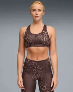 PUMA - REGGISENO SPORTIVO MACULATO MARRONE E NERO 4KEEPS BRA SPOTTED HAZE MID   DA DONNA, 528511-13