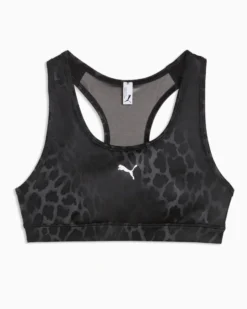 PUMA - REGGISENO SPORTIVO MACULATO NERO E GRIGIO 4KEEPS BRA SPOTTED HAZE MID   DA DONNA, 528511-01