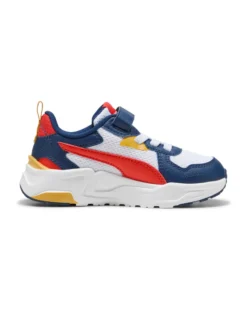 PUMA - Scarpa da bambino bianca con dettagli rosso, blu e giallo - TRINITY LITE AC+PS