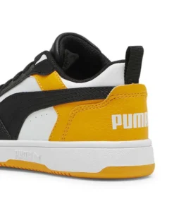 PUMA - Scarpa da bambino nera e bianca con dettagli gialli - PUMA REBOUND V6 LO AC PS