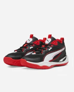 PUMA - Scarpa da basket uomo nera e rossa con logo bianco e soletta in memory foam - PLAYMAKER 2023