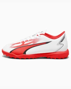 PUMA - Scarpa da calcetto bianca e rossa, numerata 35/38,5 - ULTRA PLAY TT JR