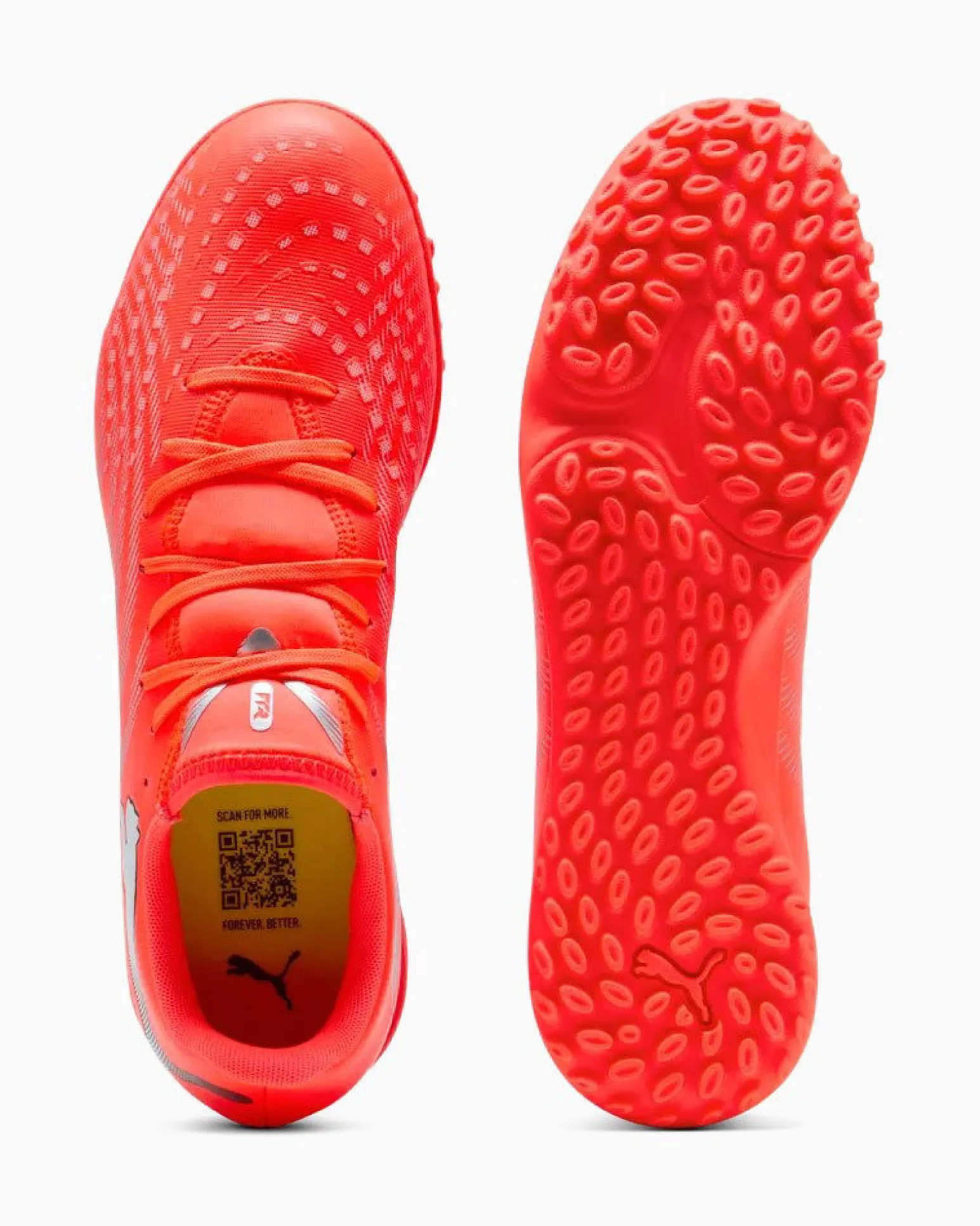 PUMA- SCARPA DA CALCETTO FUTURE 9 PLAY TT ROSSA FLUO CON DETTAGLI GRIGI E NERI DA UOMO, 108918-01