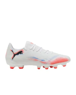 PUMA - Scarpa da calcio bianca con dettagli arancioni e blu - FUTURE 8 PLAY FG/AG