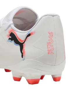 PUMA - Scarpa da calcio bianca con dettagli arancioni e blu - FUTURE 8 PLAY FG/AG