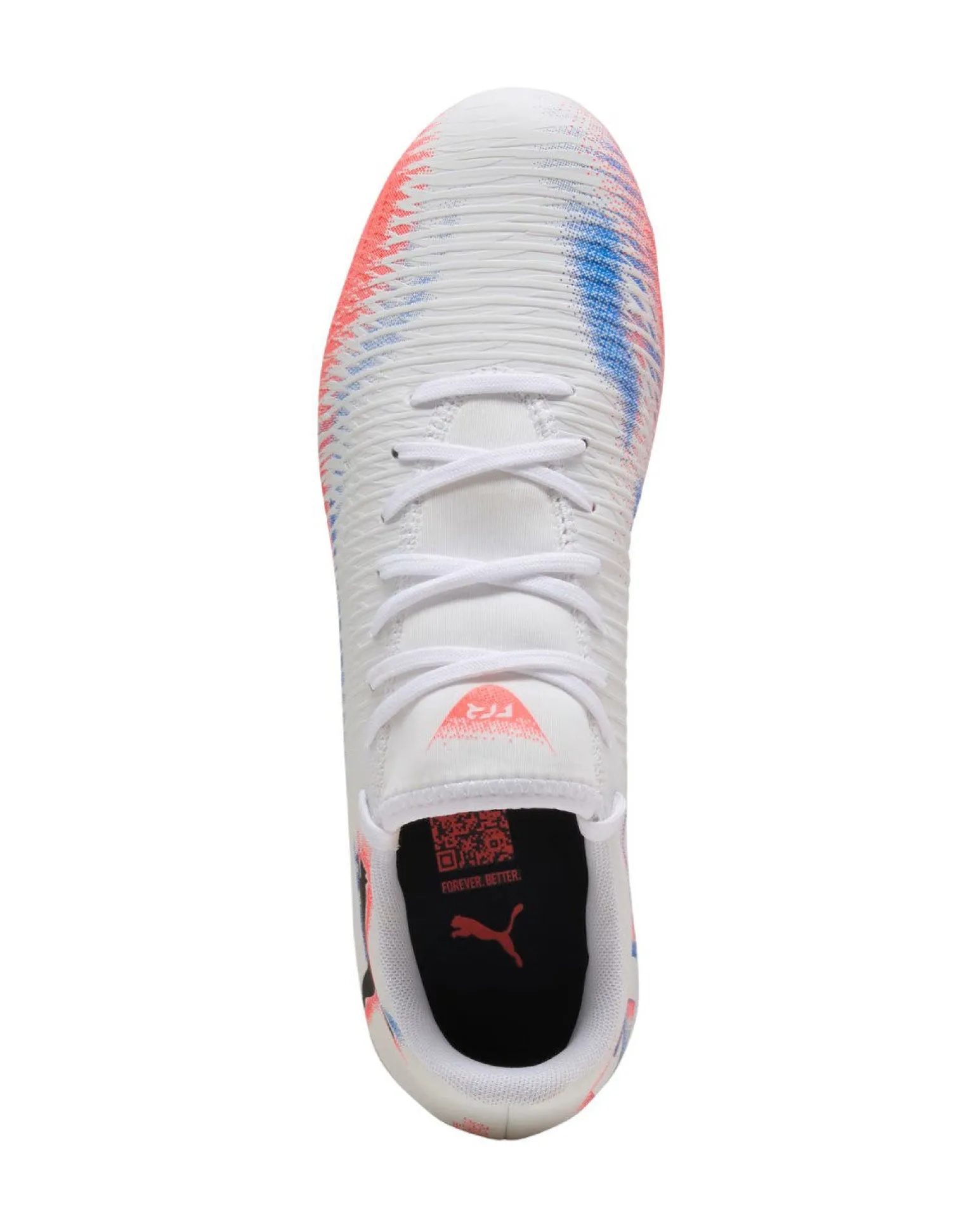 PUMA - Scarpa da calcio bianca con dettagli arancioni e blu - FUTURE 8 PLAY FG/AG