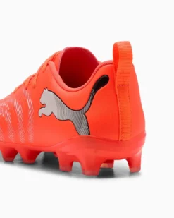 PUMA - SCARPA DA CALCIO KIDS FUTURE 9 PLAY FG/AG ROSSA FLUO CON DETTAGLI GRIGI E NERI  DAL 30 AL 38.5, 108715-01